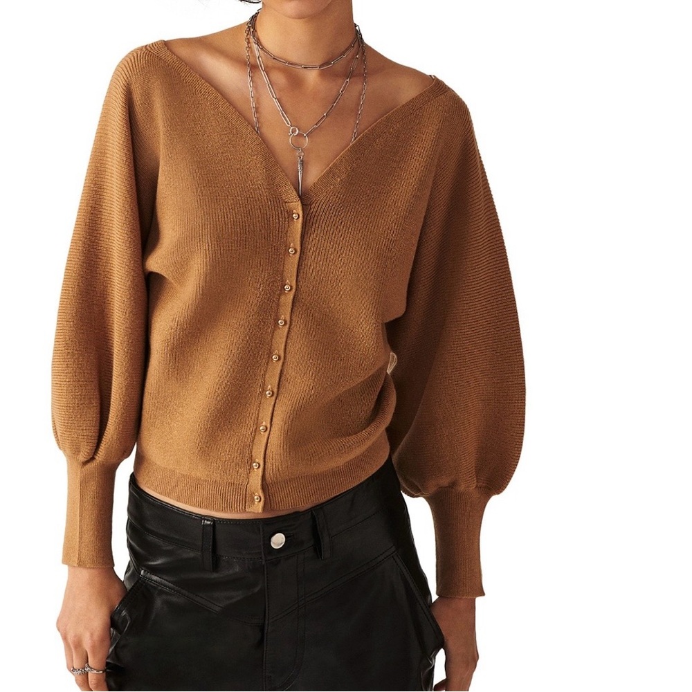 Ba&sh Women's XS Hazel Cardigan (wool) in Camel / Tan